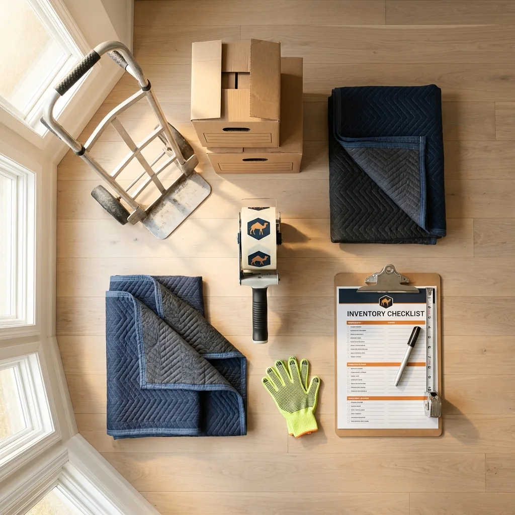 Professional moving supplies and packing materials layout for Prairie City residential relocations